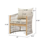 Sedia da salotto/poltrona da patio 24W con schienale curvo, comfort imbottito e design elegante a trama intrecciata, alluminio, Beige+Naturale/Grigio-ModernL