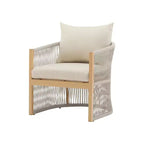 Sedia da salotto/poltrona da patio 24W con schienale curvo, comfort imbottito e design elegante a trama intrecciata, alluminio, Beige+Naturale/Grigio-ModernL