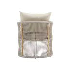 Sedia da salotto/poltrona da patio 24W con schienale curvo, comfort imbottito e design elegante a trama intrecciata, alluminio, Beige+Naturale/Grigio-ModernL