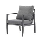 Poltrona da salotto 26W da esterno con comodi cuscini e design elegante a corda intrecciata, alluminio, grigio/argento e bianco-ModernLuxe