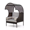 Captiva Designs Outdoor Oversized Brown Lounge Wicker Rattan Egg Chair with Cushion for Patio, Porch, Garden, Balcony, Indoo