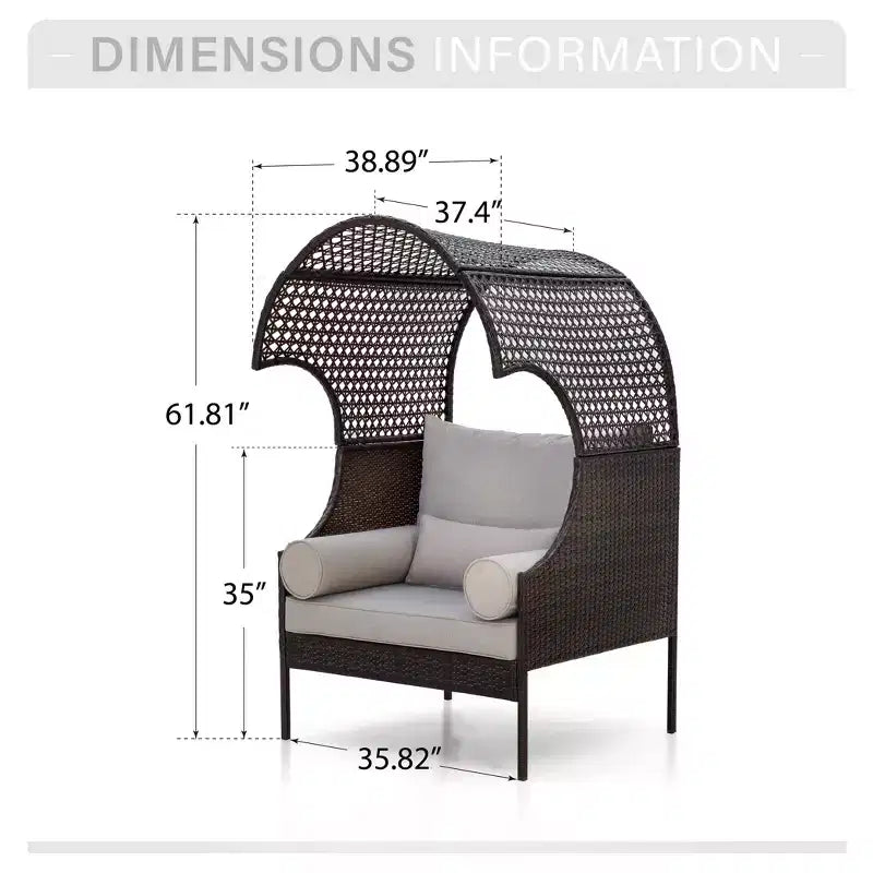 Captiva Designs - Sdraio a uovo da esterno oversize in vimini e rattan marrone con cuscino, per patio, portico, giardino, balcone, interni