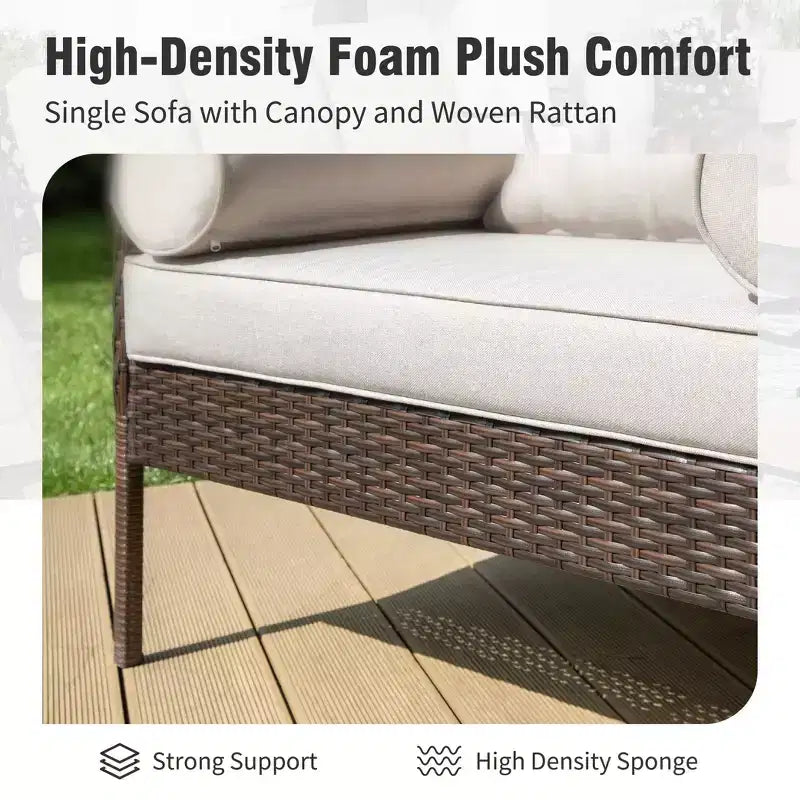 Captiva Designs - Sdraio a uovo da esterno oversize in vimini e rattan marrone con cuscino, per patio, portico, giardino, balcone, interni