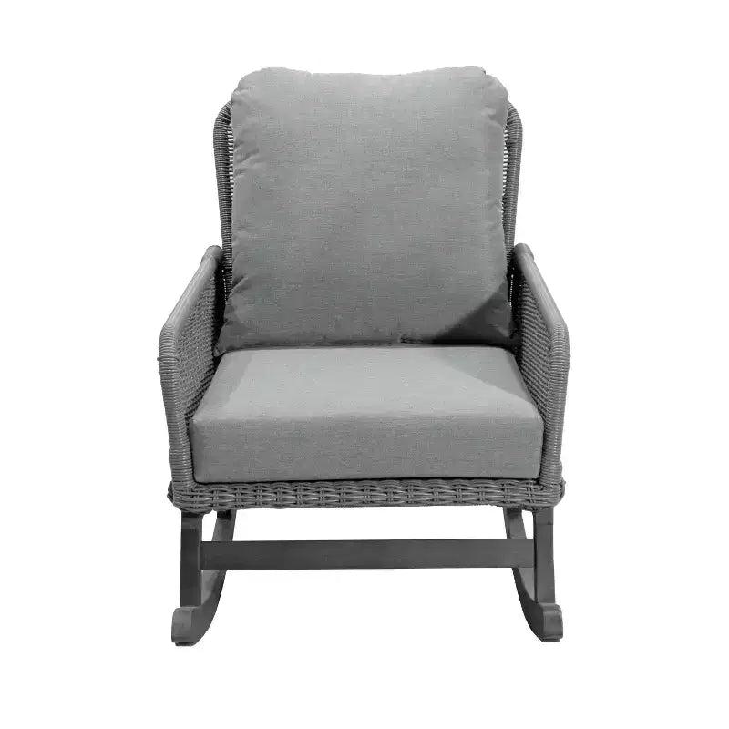 Christopher Knight Home Tamid Outdoor Modern Wood, Rattan and Metal Rocking Chair with Cushion