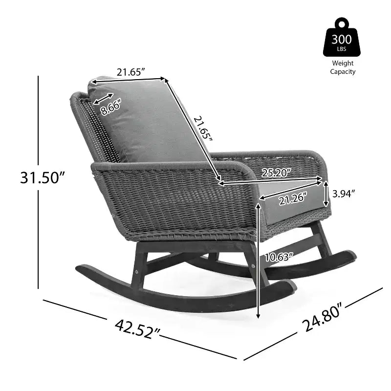 Christopher Knight Home Tamid Outdoor Modern Wood, Rattan and Metal Rocking Chair with Cushion