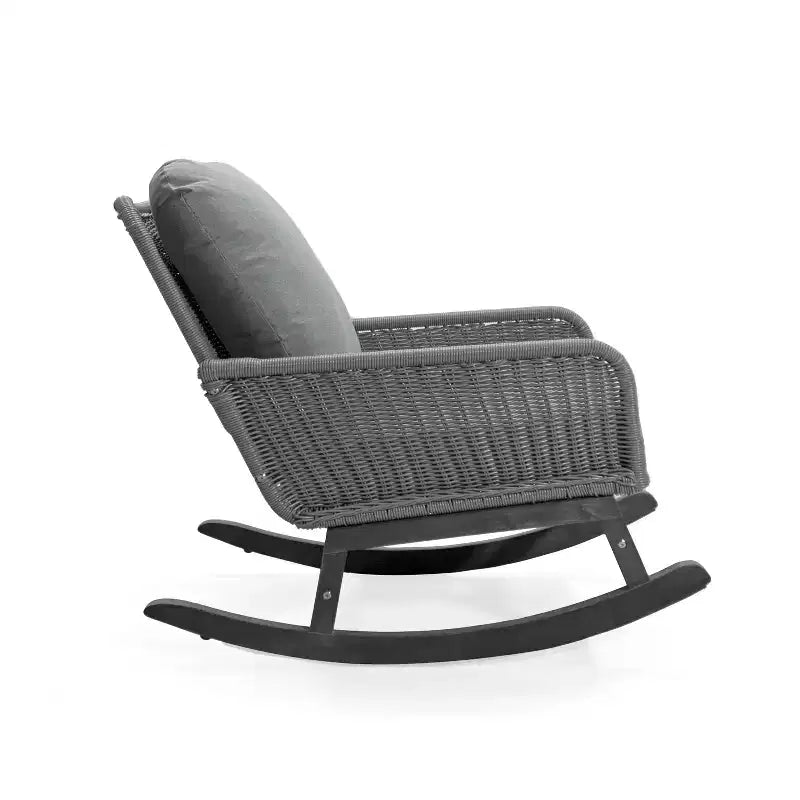 Christopher Knight Home Tamid Outdoor Modern Wood, Rattan and Metal Rocking Chair with Cushion