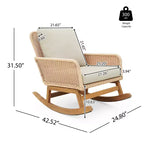 Christopher Knight Home Tamid Outdoor Modern Wood, Rattan and Metal Rocking Chair with Cushion