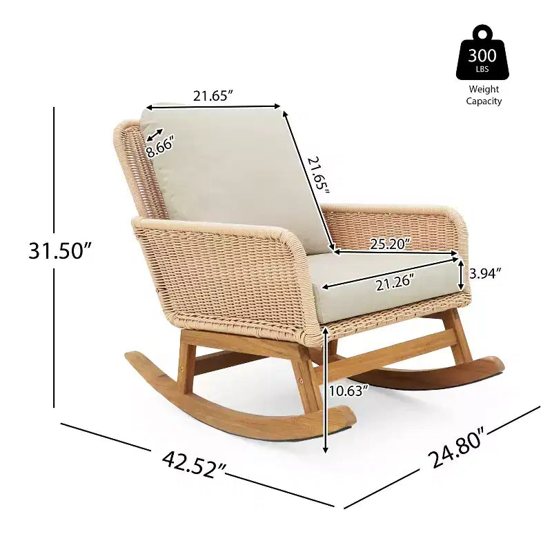 Christopher Knight Home Tamid Outdoor Modern Wood, Rattan and Metal Rocking Chair with Cushion