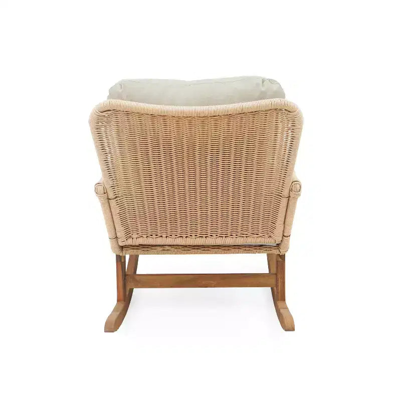 Christopher Knight Home Tamid Outdoor Modern Wood, Rattan and Metal Rocking Chair with Cushion