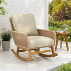 Christopher Knight Home Tamid Outdoor Modern Wood, Rattan and Metal Rocking Chair with Cushion