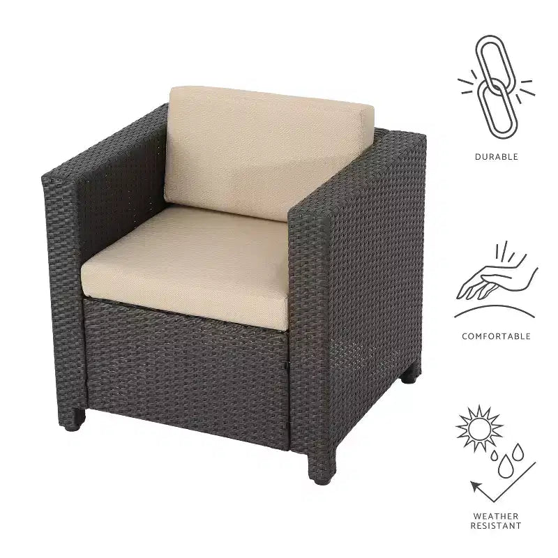 GDFStudio Venice Outdoor Wicker Club Chairs with Cushions (Set of 4)