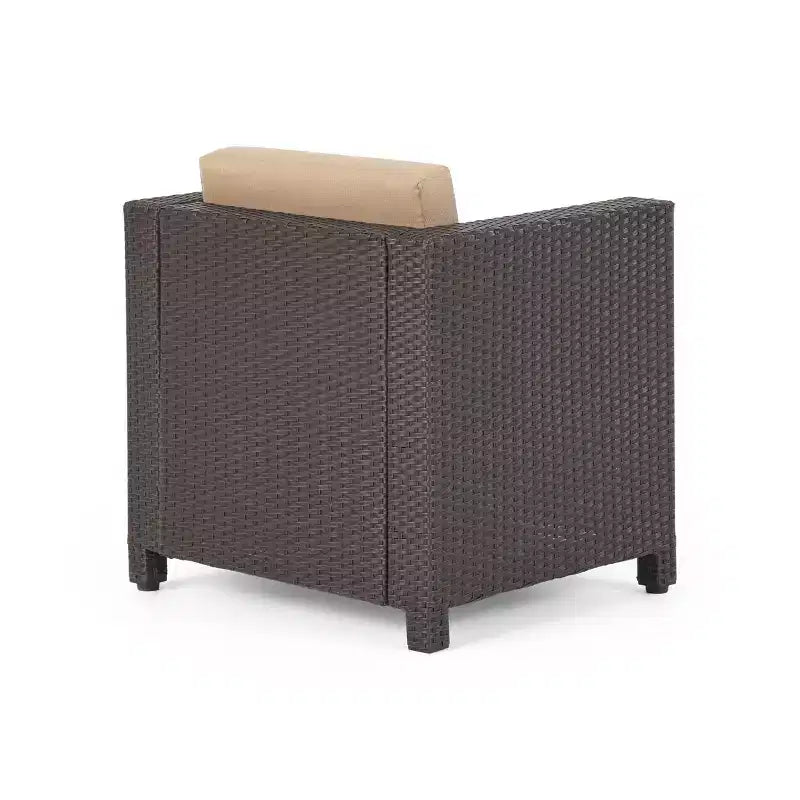 GDFStudio Venice Outdoor Wicker Club Chairs with Cushions (Set of 4)