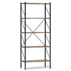 Costway Scaffale a 5 Ripiani da 1/2 Pezzi, Libreria Alta Industriale con Scaffali a Giorno e Struttura in Metallo Marrone