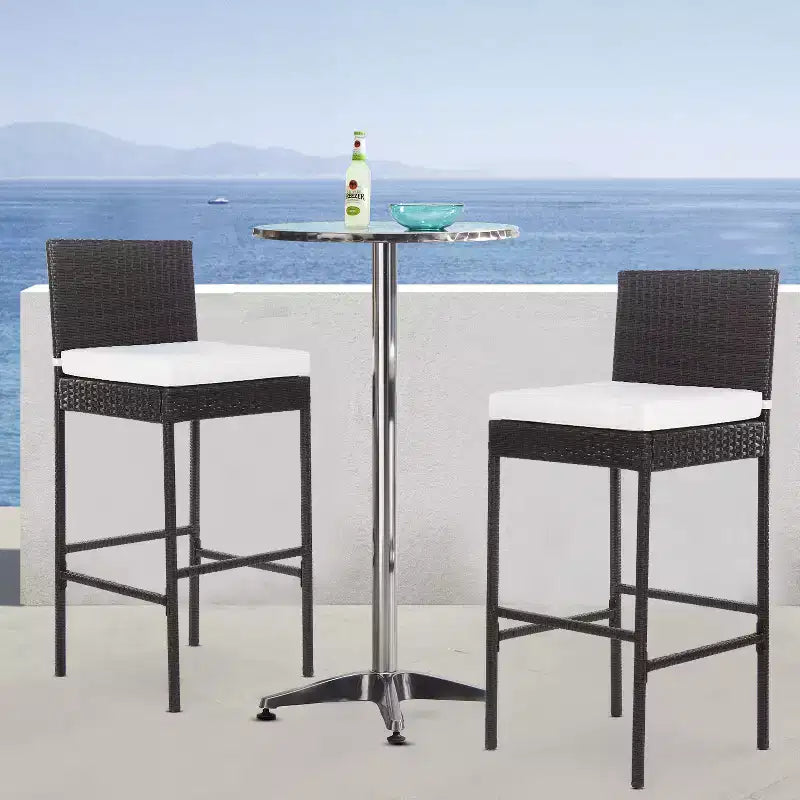 FDW Sedie da Bar da Esterno 2 Pezzi Sgabelli da Patio in Vimini da 30 con Poggiapiedi e Resistenti alle Intemperie, Marrone