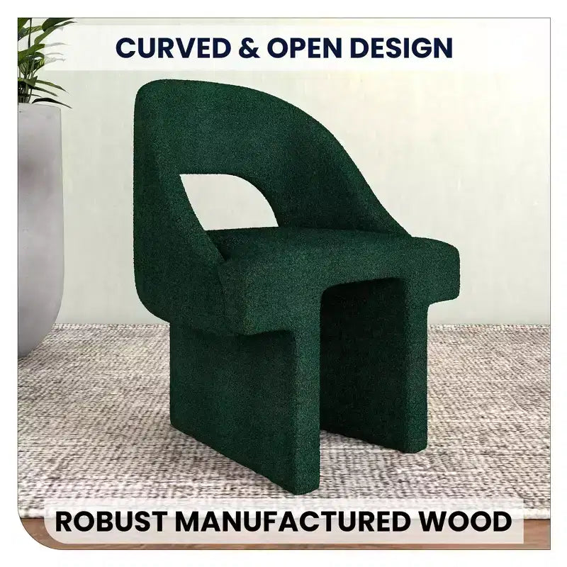 LeisureMod Quell Modern Side Boucle Accent Chair  Stylish Cozy Upholstered Seat with Curved Back, Perfect for Living Room, Bedroom, or Lounge