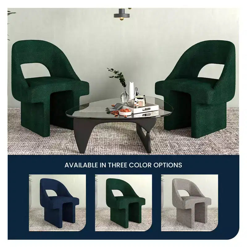 LeisureMod Quell Modern Side Boucle Accent Chair  Stylish Cozy Upholstered Seat with Curved Back, Perfect for Living Room, Bedroom, or Lounge