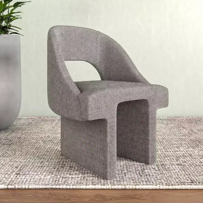 LeisureMod Quell Modern Side Boucle Accent Chair  Stylish Cozy Upholstered Seat with Curved Back, Perfect for Living Room, Bedroom, or Lounge