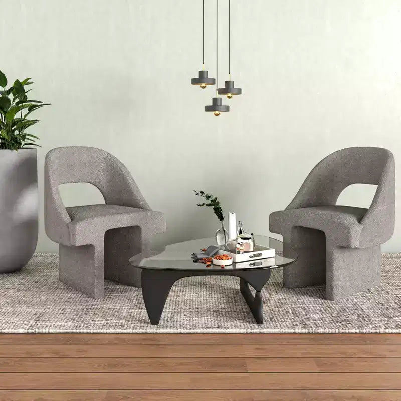 LeisureMod Quell Modern Side Boucle Accent Chair  Stylish Cozy Upholstered Seat with Curved Back, Perfect for Living Room, Bedroom, or Lounge