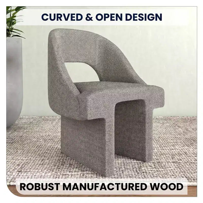 LeisureMod Quell Modern Side Boucle Accent Chair  Stylish Cozy Upholstered Seat with Curved Back, Perfect for Living Room, Bedroom, or Lounge