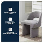 LeisureMod Quell Modern Side Boucle Accent Chair  Stylish Cozy Upholstered Seat with Curved Back, Perfect for Living Room, Bedroom, or Lounge