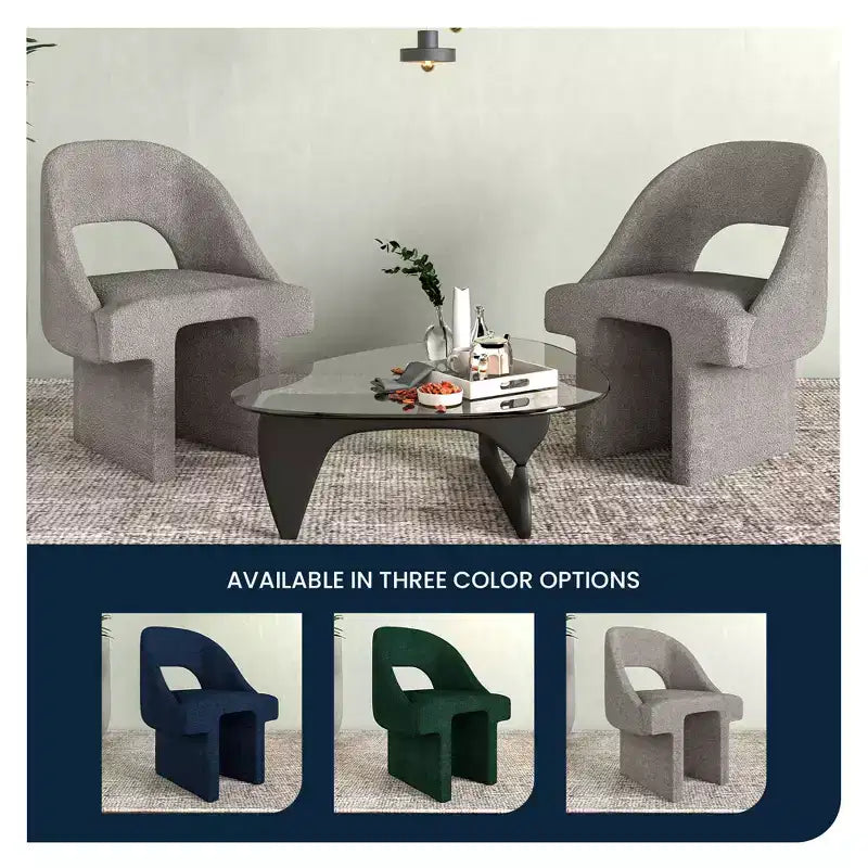 LeisureMod Quell Modern Side Boucle Accent Chair  Stylish Cozy Upholstered Seat with Curved Back, Perfect for Living Room, Bedroom, or Lounge