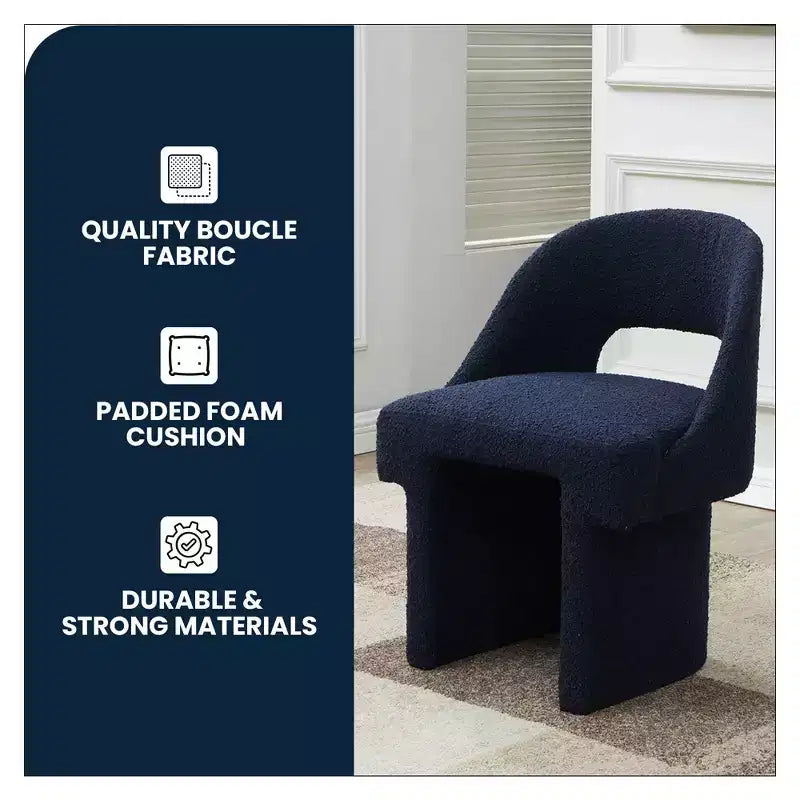 LeisureMod Quell Modern Side Boucle Accent Chair  Stylish Cozy Upholstered Seat with Curved Back, Perfect for Living Room, Bedroom, or Lounge