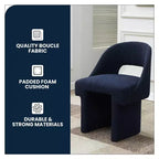 LeisureMod Quell Modern Side Boucle Accent Chair  Stylish Cozy Upholstered Seat with Curved Back, Perfect for Living Room, Bedroom, or Lounge