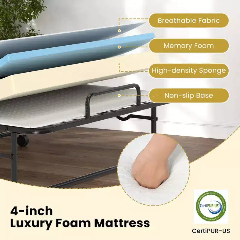 Costway Letto Pieghevole Singolo 38 x 75 Brandina Pieghevole Letto Portatile per Ospiti