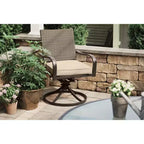 Garden Elements Bellevue, sedia a dondolo girevole in alluminio intrecciato, marrone (confezione da 2)