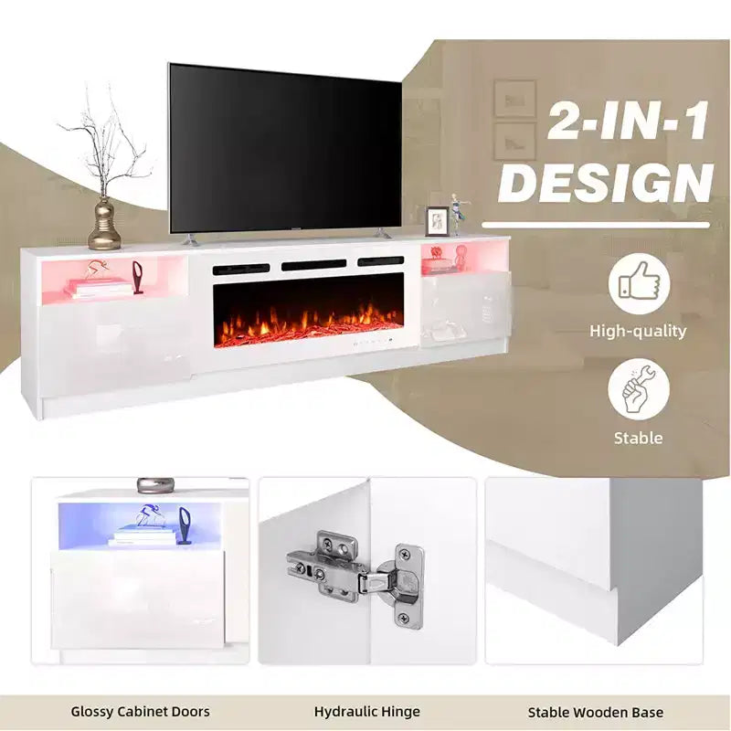 EROMMY TV Stand for TVs up to 80 with Fireplace