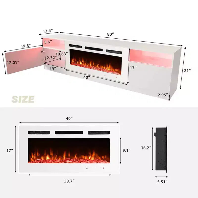 EROMMY TV Stand for TVs up to 80 with Fireplace