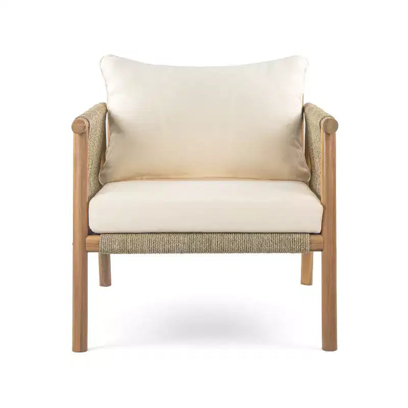 Christopher Knight Home Patsy Outdoor Rope Weave Acacia Wood Club Chair with Cushions, Teak