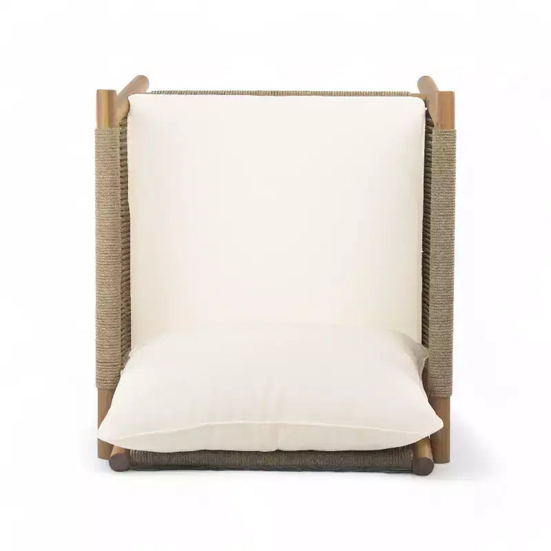 Christopher Knight Home Patsy Outdoor Rope Weave Acacia Wood Club Chair with Cushions, Teak