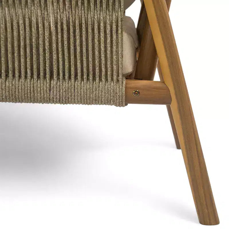 Christopher Knight Home Patsy Outdoor Rope Weave Acacia Wood Club Chair with Cushions, Teak