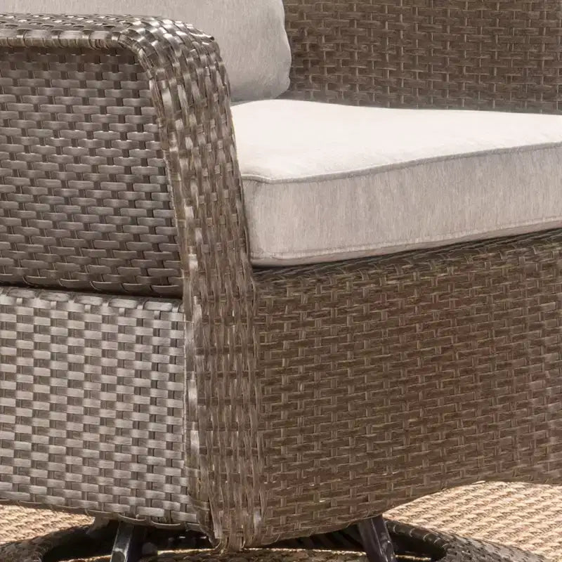 Christopher Knight Home Liam Outdoor Wicker Swivel Club Chairs with Cushions (Set of 2)