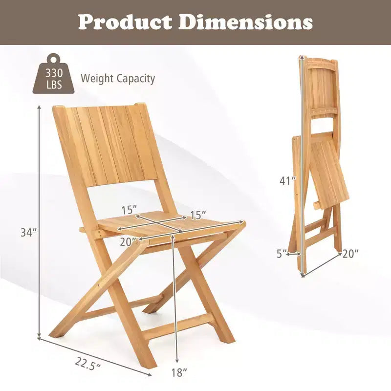 Costway Sedie da Esterno Pieghevoli 2/4 pz con Schienale Inclinato, Sedie da Pranzo da Giardino in Legno di Teak