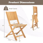 Costway Sedie da Esterno Pieghevoli 2/4 pz con Schienale Inclinato, Sedie da Pranzo da Giardino in Legno di Teak