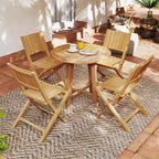 Costway Sedie da Esterno Pieghevoli 2/4 pz con Schienale Inclinato, Sedie da Pranzo da Giardino in Legno di Teak