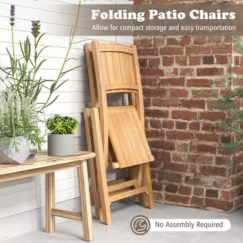 Costway Sedie da Esterno Pieghevoli 2/4 pz con Schienale Inclinato, Sedie da Pranzo da Giardino in Legno di Teak