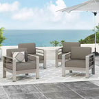 Christopher Knight Home Miller Outdoor Aluminum Club Chairs with Cushions (Set of 4)