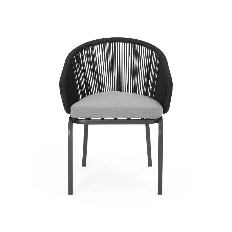 Christopher Knight Home Laguna - Sedie Club da esterno in corda con cuscino (set da 2), nero/grigio