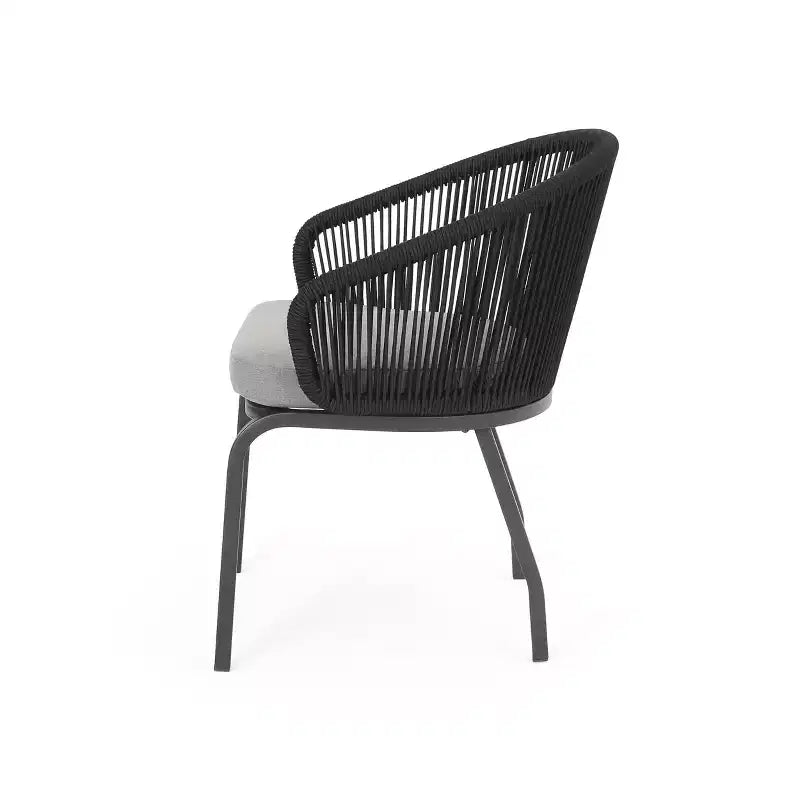 Christopher Knight Home Laguna - Sedie Club da esterno in corda con cuscino (set da 2), nero/grigio