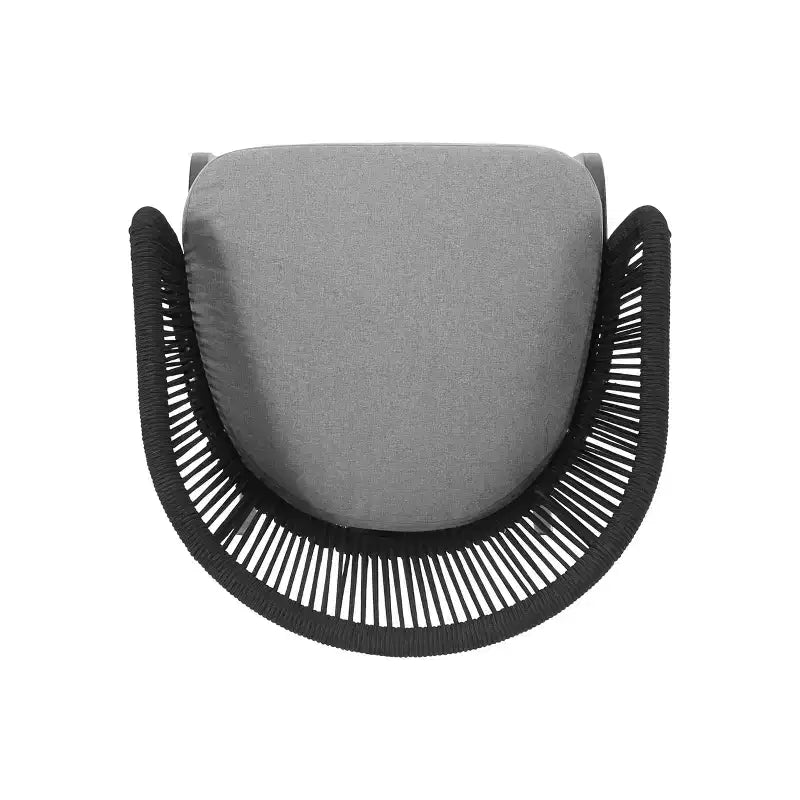Christopher Knight Home Laguna - Sedie Club da esterno in corda con cuscino (set da 2), nero/grigio