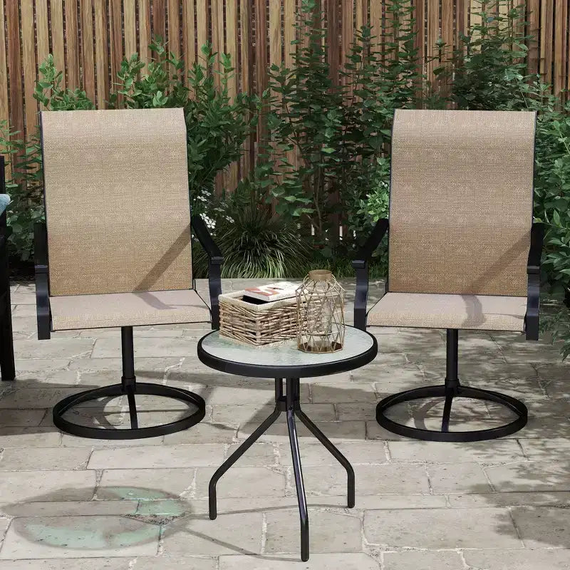 Outsunny Patio Swivel Chairs Set of 2, High Back Patio Dining Chairs with All-Weather Mesh Fabric and Metal Frame for Backyard, Porch or Garden
