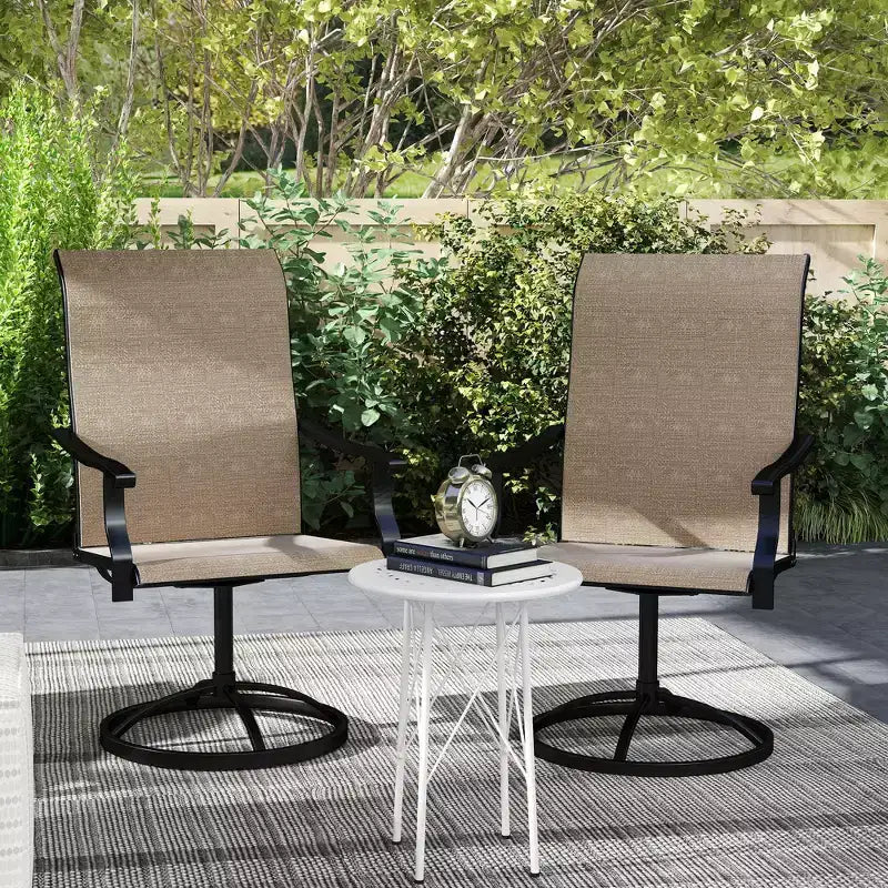 Outsunny Patio Swivel Chairs Set of 2, High Back Patio Dining Chairs with All-Weather Mesh Fabric and Metal Frame for Backyard, Porch or Garden