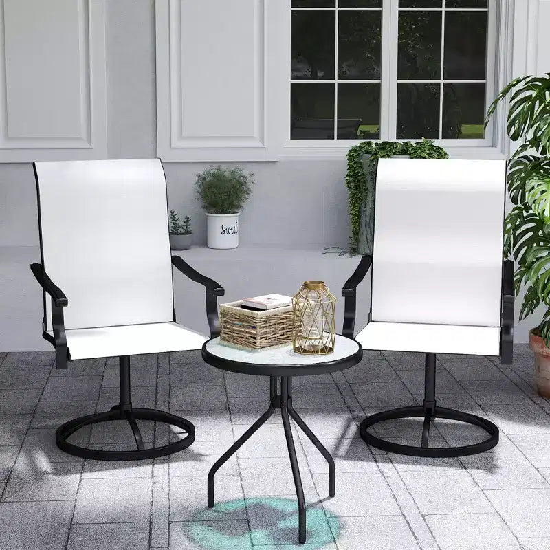 Outsunny Patio Swivel Chairs Set of 2, High Back Patio Dining Chairs with All-Weather Mesh Fabric and Metal Frame for Backyard, Porch or Garden