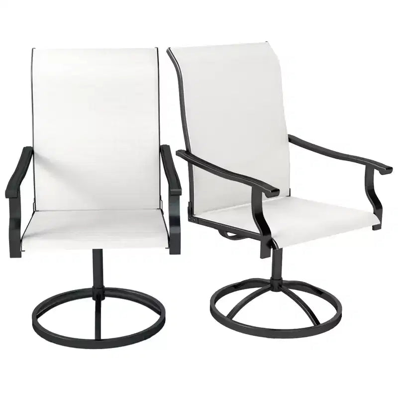 Outsunny Patio Swivel Chairs Set of 2, High Back Patio Dining Chairs with All-Weather Mesh Fabric and Metal Frame for Backyard, Porch or Garden