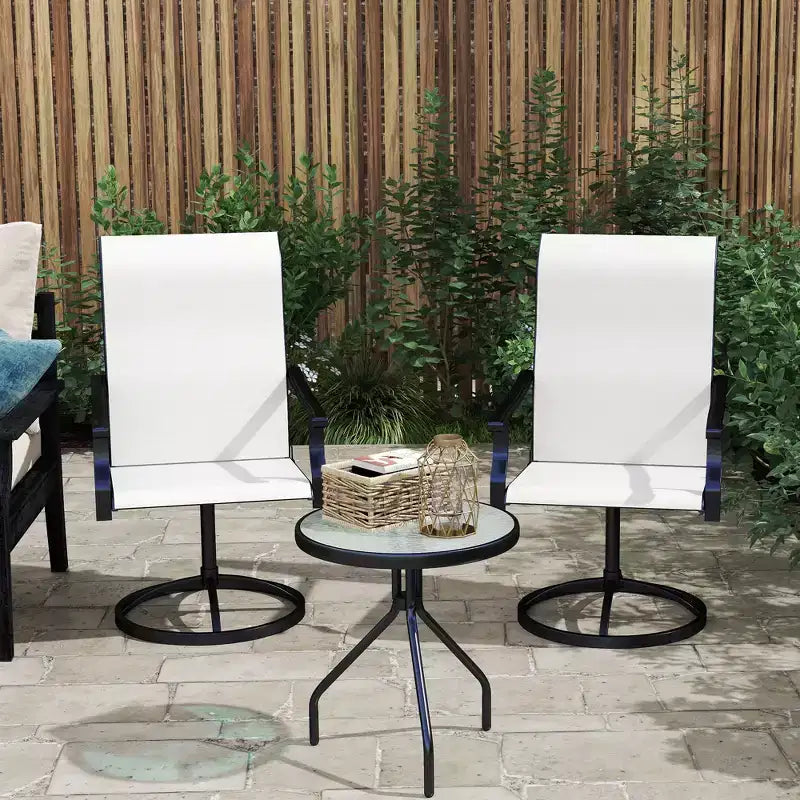 Outsunny Patio Swivel Chairs Set of 2, High Back Patio Dining Chairs with All-Weather Mesh Fabric and Metal Frame for Backyard, Porch or Garden