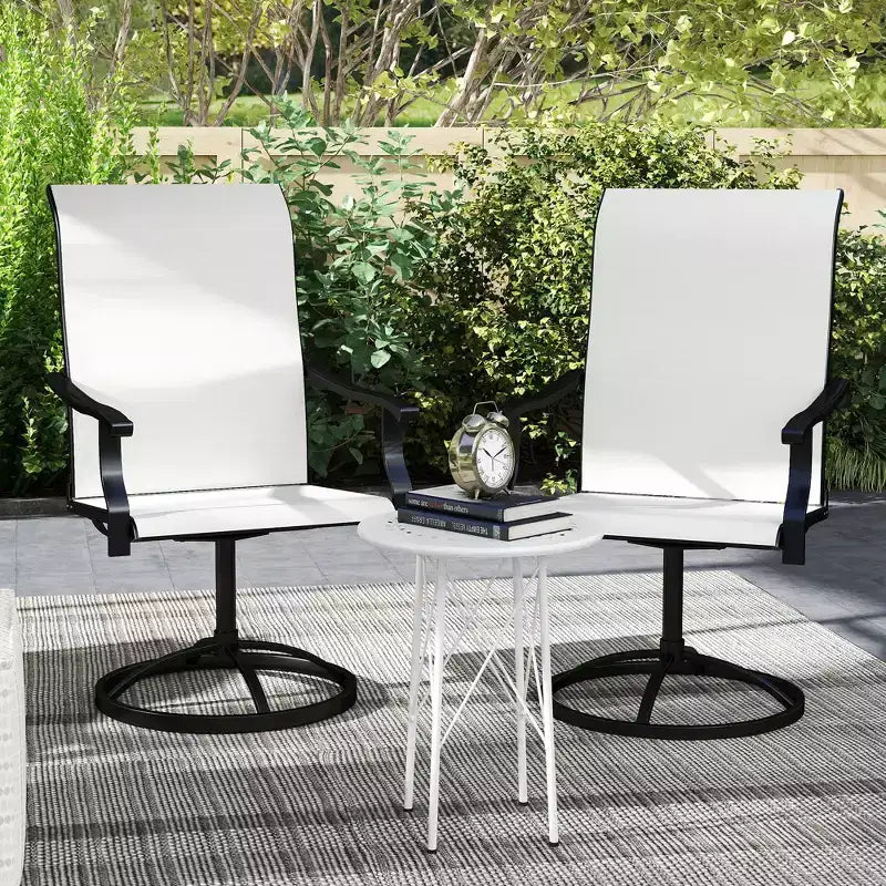 Outsunny Patio Swivel Chairs Set of 2, High Back Patio Dining Chairs with All-Weather Mesh Fabric and Metal Frame for Backyard, Porch or Garden