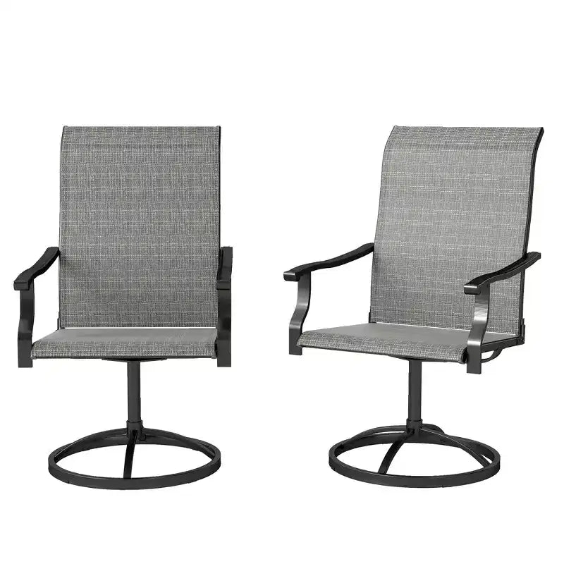 Outsunny Patio Swivel Chairs Set of 2, High Back Patio Dining Chairs with All-Weather Mesh Fabric and Metal Frame for Backyard, Porch or Garden